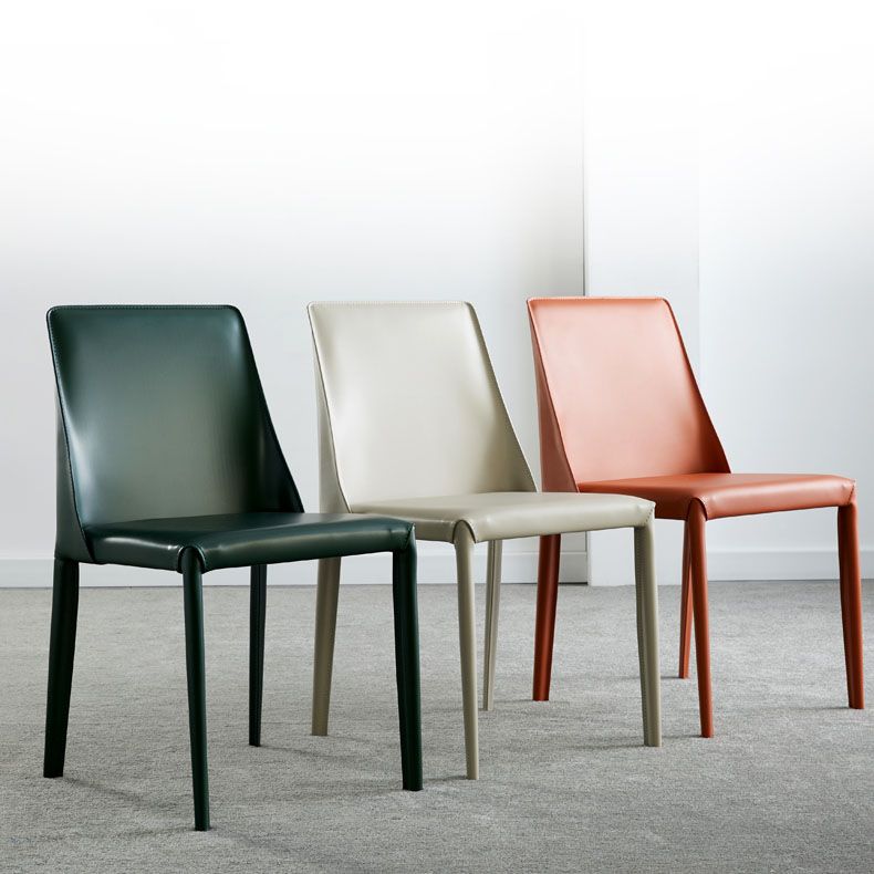 Contemporary Leather Dining Chair Armless Solid Back Chair for Home Clearhalo 'Dining Chairs' 'Dining Tables & Seating' 'dining_chair' 'furn' 'furn_dining_chair' 'Furniture' 'furniture_dining_chair' 'Kitchen & Dining Furniture' 1200x1200_30acfbc0-32e4-41f6-a052-096baaddf400