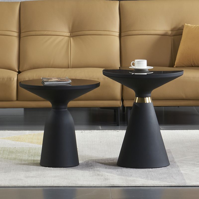 Dia 19,69 "tavolo di fascia alta in vetro nero rotondo tavolino cono moderno