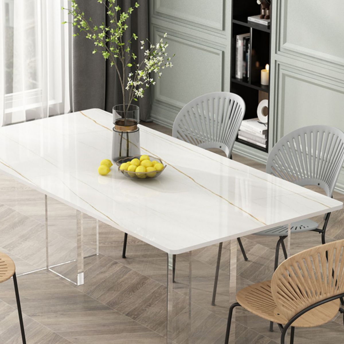 Modern 1/5/7 Pieces Dining Set Rectangle Stone Dining Table for Dining Room Clearhalo 'Dining Room Sets' 'Dining Tables & Seating' 'dining_room_set' 'furn' 'furn_dining_room_set' 'Furniture' 'furniture_dining_room_set' 'Kitchen & Dining Furniture' 1200x1200_30af8615-e069-4c60-979e-b93b90540f5a