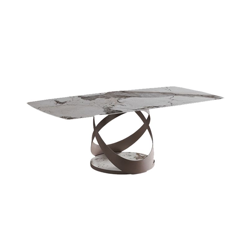 Glam Sintered Stone Dining Table Dining Rectangle Table with Metal Leg Clearhalo 'Dining Tables & Seating' 'Dining Tables' 'dining_table' 'furn' 'furn_dining_table' 'Furniture' 'Kitchen & Dining Furniture' 1200x1200_30afa3a0-6899-4a6b-b1d5-e0e05c55e98f