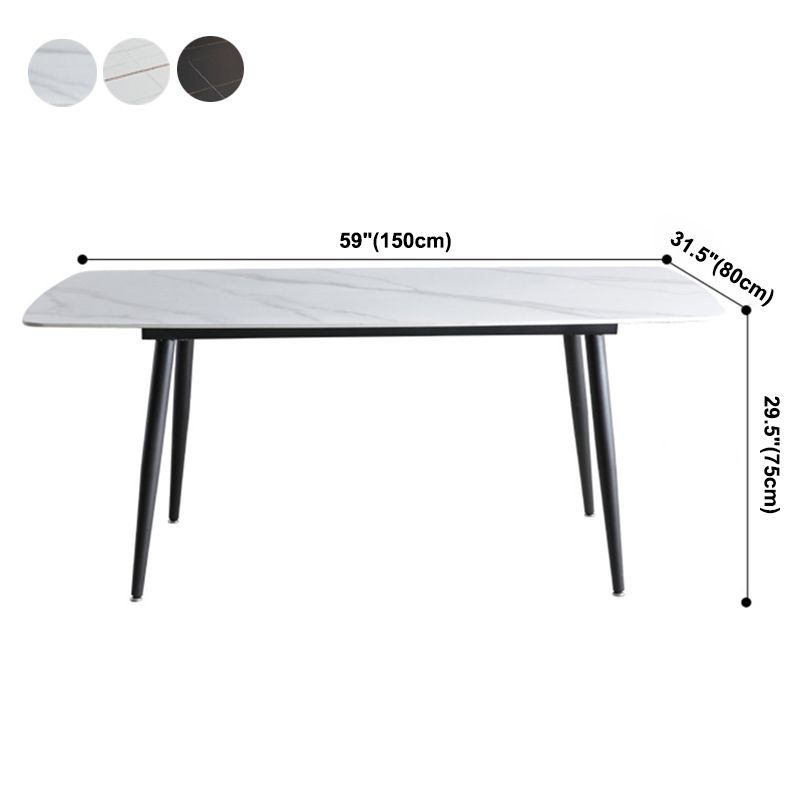 Industrial Standard Kitchen Dining Table Sintered Stone Rectangle Dining Table with 4 Legs Base Clearhalo ' dining_table' 'Dining Tables & Seating' 'Dining Tables' 'furn' 'furn_dining_table' 'Furniture' 'furniture_dining_table' 'Kitchen & Dining Furniture' 'kitchen&dining_furn' 'kitchen' 'kitchen_dining_table' 1200x1200_30afcb14-58e1-4341-ac99-f056b1365957