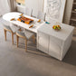 Mesa de comedor con tapa de piedra blanca Mesa de comedor interior moderna de forma libre