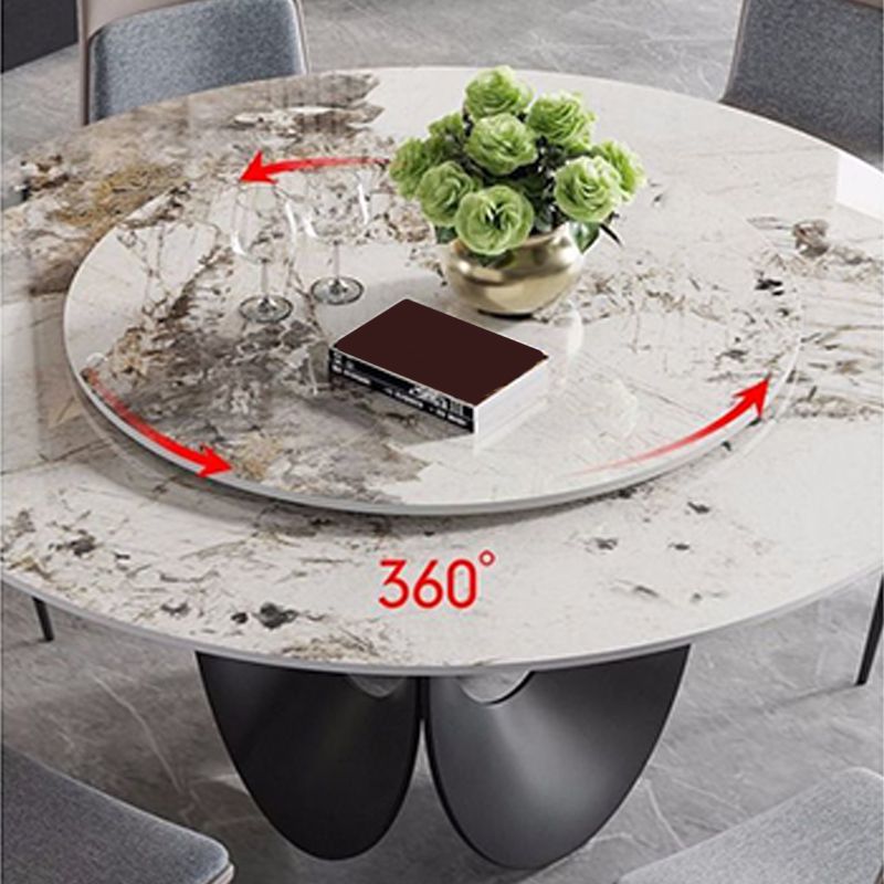 Contemporary Round Dining Table Steel Pedestal Base Table for Dining Room Clearhalo 'Dining Tables & Seating' 'Dining Tables' 'dining_table' 'furn' 'furn_dining_table' 'Furniture' 'Kitchen & Dining Furniture' 1200x1200_30b0177d-6db6-457a-a967-e93950b04f6f