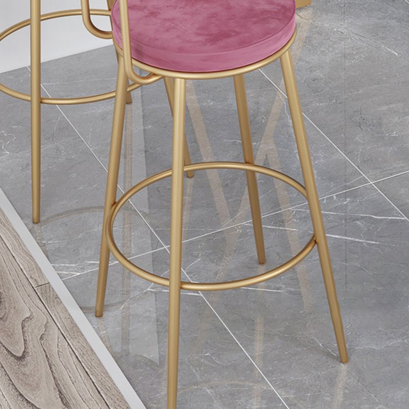 Contemporary Velvet Counter Stool Round Living Room Bar Stool with Metal Legs Clearhalo 'Bar Furniture' 'Bar Stools' 'bar_stools' 'furn' 'furn_bar_stools' 'Furniture' 'Kitchen & Dining Furniture' 1200x1200_30b0f3e9-0732-4729-9699-f2d69f20a015