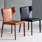 Contemporary Leather Dining Chair Wingback Side Chair in Matte Finish for Kitchen