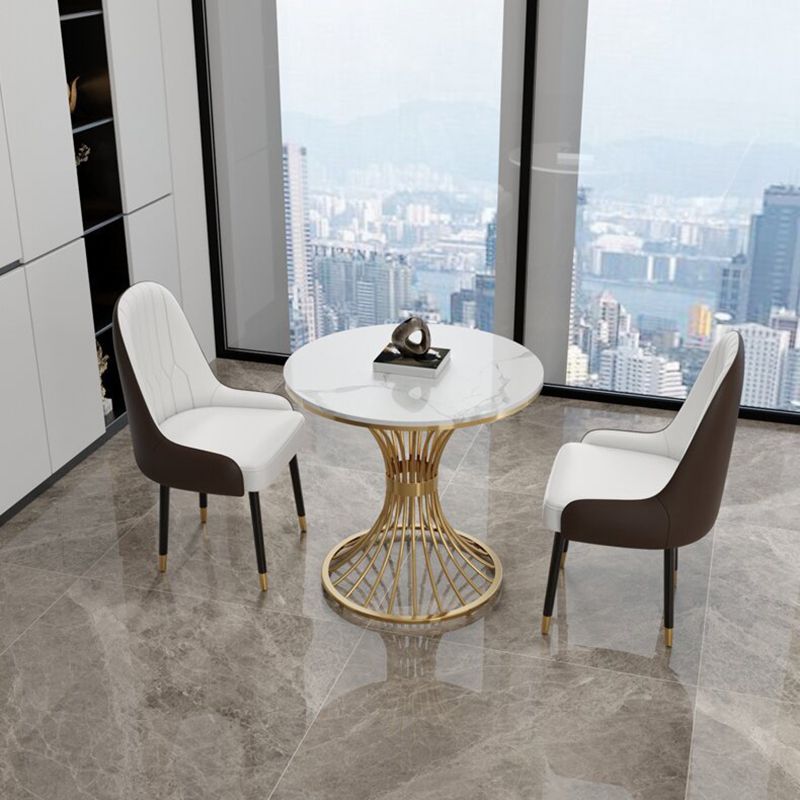 Polished Finish Stone Top Table Modern Style Round Dining Table Clearhalo 'Dining Tables & Seating' 'Dining Tables' 'dining_table' 'furn' 'furn_dining_table' 'Furniture' 'Kitchen & Dining Furniture' 1200x1200_30b37fe7-205e-40d0-9aca-8a9c1b66a8f5