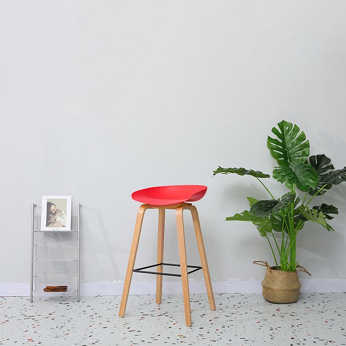 30-inch Modern Beech Wood Barstool Simple Backless Indoor Tall Stool with Plastic Seat Clearhalo 'Bar Furniture' 'Bar Stools' 'bar_stools' 'furn' 'furn_bar_stools' 'Furniture' 'furniture_bar_stools' 'Kitchen & Dining Furniture' 1200x1200_30b3f3a0-c492-40c9-bcc1-235e5a36077c