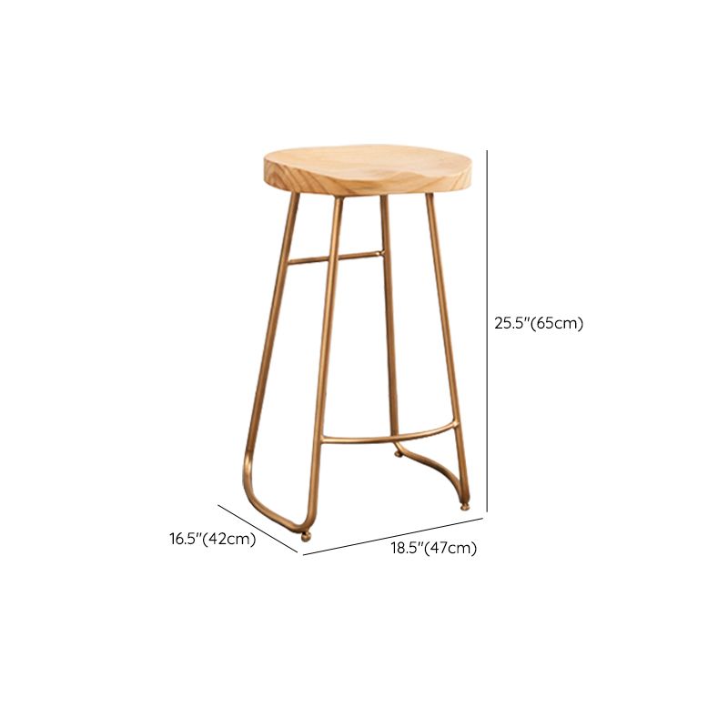 Modern Backless Stools with Metal Base Light Brown Counter & Bar Stools