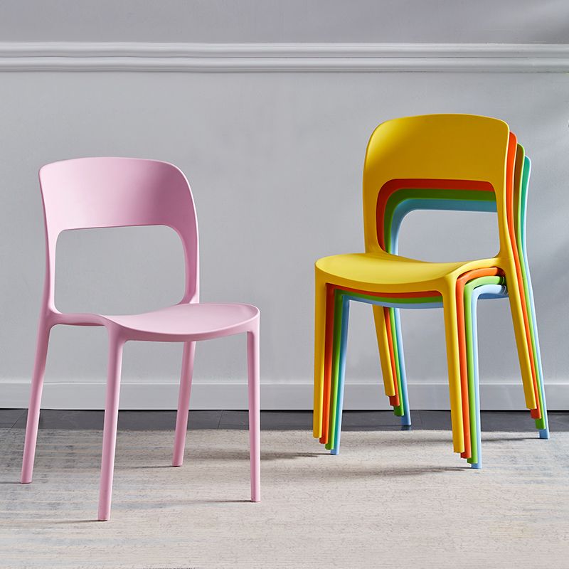 Plastic Stackable Dining Side Chairs Open Back Armless Dining Chair (Set of 4) Clearhalo ' kitchen&dining_furn' 'Dining Chairs' 'Dining Tables & Seating' 'dining_chair' 'furn' 'furn_dining_chair' 'Furniture' 'furniture_dining_chair' 'Kitchen & Dining Furniture' 'kitchen' 1200x1200_30b4dd52-f49e-4403-8a42-ac4fb88fd244