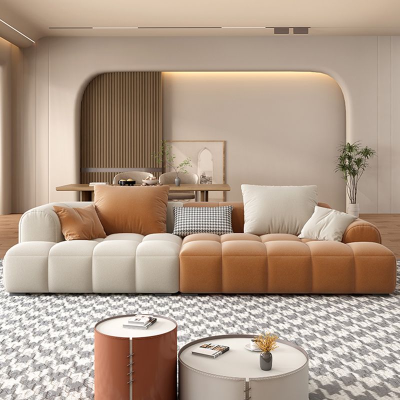 Eingebrauchtes Armsofa zeitgenössischer L -Kunstleder -Sofa mit Kissen