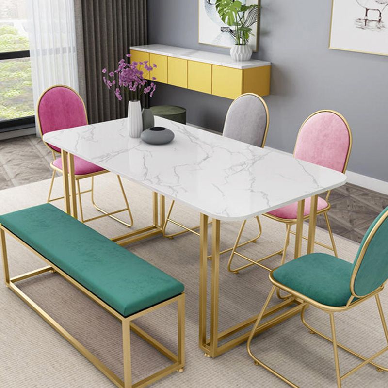 Rectangle Double Pedestal Dining Table Glam Faux Marble Table for Dining Room Clearhalo 'Dining Tables & Seating' 'Dining Tables' 'dining_table' 'furn' 'furn_dining_table' 'Furniture' 'Kitchen & Dining Furniture' 1200x1200_30b6a6ff-e6f7-45b4-824e-ba4f6a33ad1d