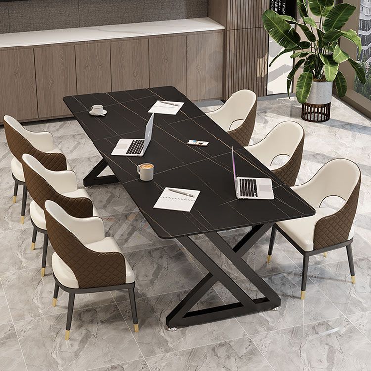 Industrielle rechteckige Schreibtisch Stein Stone Office Desk mit Schlittenbasis