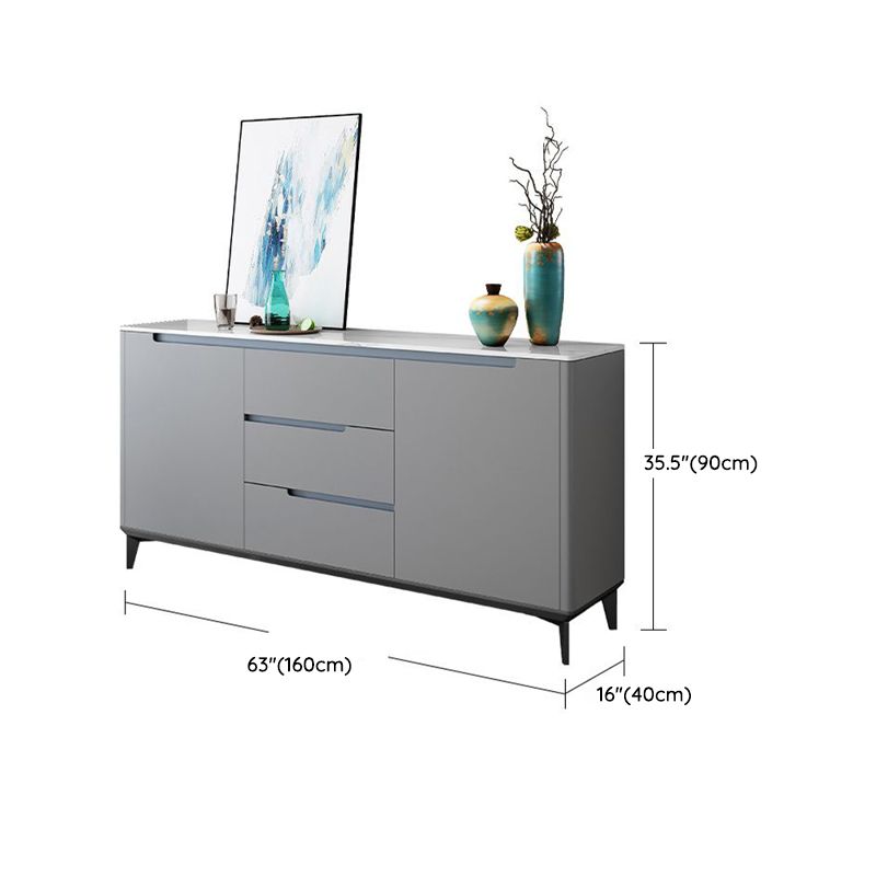 Modern Antique Finish Credenza 3 Drawer Sintered Stone Sideboard Cabinet Clearhalo 'buffet_sideboard' 'Buffets & Sideboards' 'furn' 'furn_buffet_sideboard' 'Furniture' 'Kitchen & Dining Furniture' 1200x1200_30b8688b-7eab-4c12-90c6-4be0bdbfc784