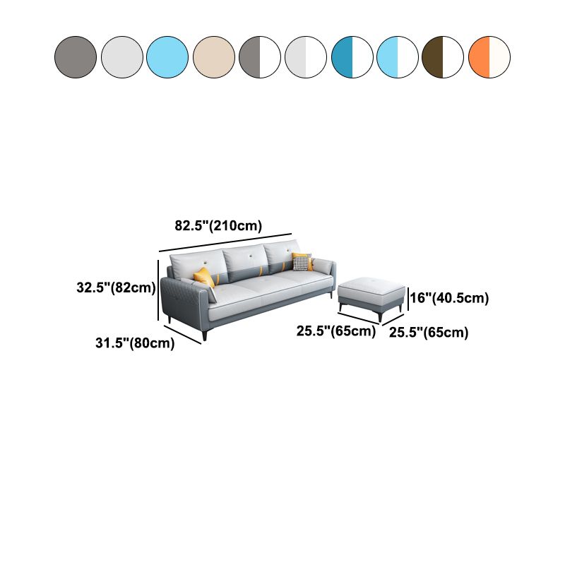 El sofá escandinavo de 3 plazas con otomano incluyó un sofá de brazo cuadrado