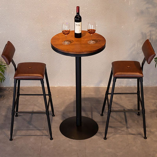 Industrial Black Iron Bar Table 21.6"W Round Top Brown Wood Bistro Table for Cafe Clearhalo 'Bar Furniture' 'Bar Tables' 'bar_tables' 'furn' 'furn_bar_tables' 'Furniture' 'furniture_bar_tables' 'Kitchen & Dining Furniture' 'kitchen&dining_furn' 'kitchen' 1200x1200_30ba81e9-bed3-4d29-8727-baca7f23d7a2