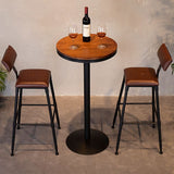 Industrial Black Iron Bar Table 21.6"W Round Top Brown Wood Bistro Table for Cafe Clearhalo 'Bar Furniture' 'Bar Tables' 'bar_tables' 'furn' 'furn_bar_tables' 'Furniture' 'furniture_bar_tables' 'Kitchen & Dining Furniture' 'kitchen&dining_furn' 'kitchen' 1200x1200_30ba81e9-bed3-4d29-8727-baca7f23d7a2