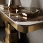 Tavolo console contemporanea a forma di rettangolo tavolo di divano in pietra in ottone/oro/nero