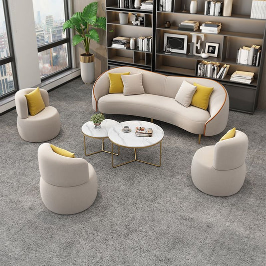 Contemporary White/Grey Sofa with Tight Back Curved Sofa for Apartment