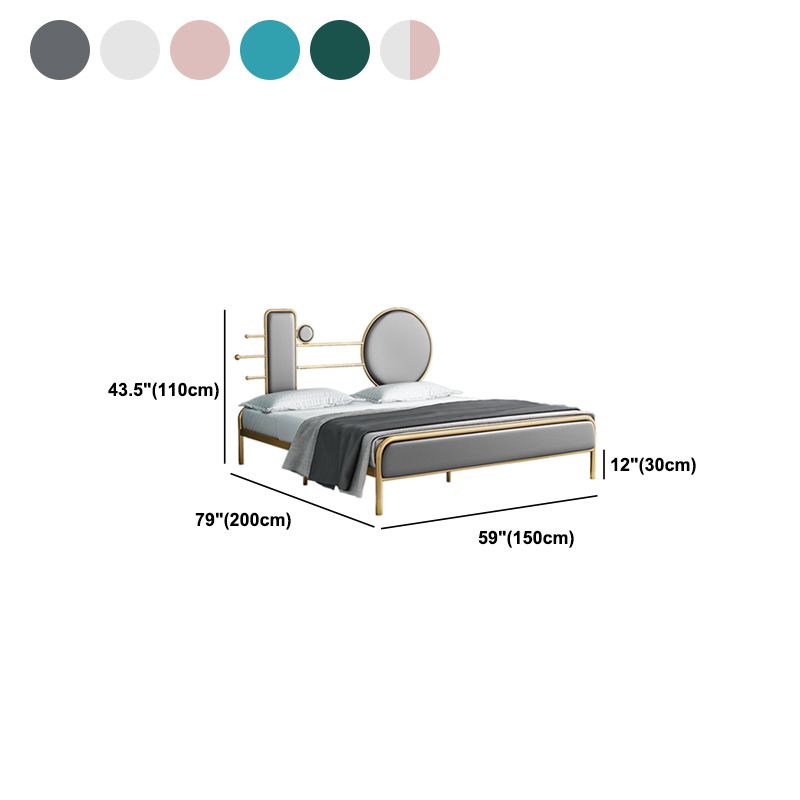Letto a frame aperto di velluto in metallo con testiera e letti di gambe metalliche