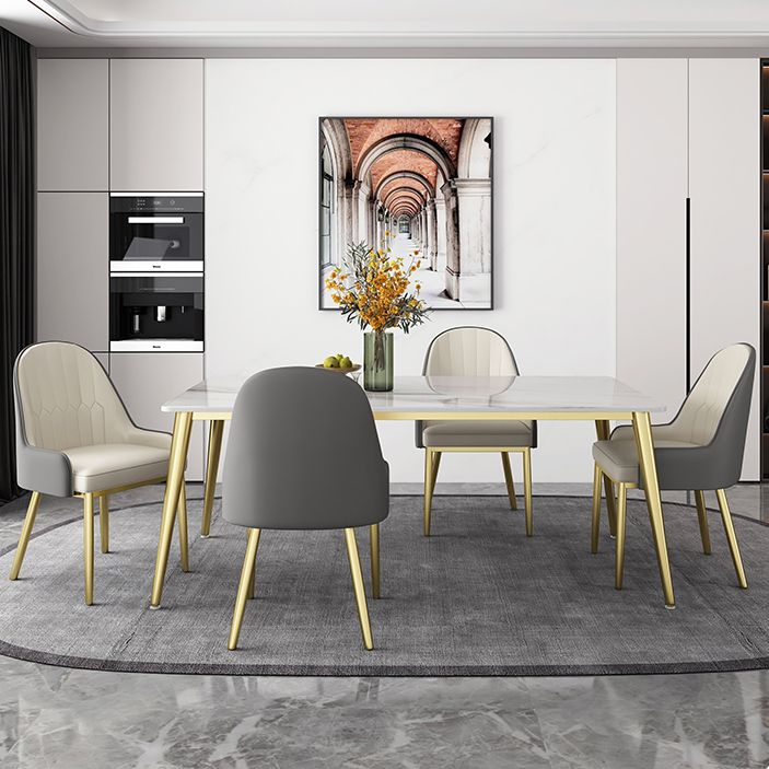 Slate and Metal Table Glam Style Minimalist Rectangular Dining Table Clearhalo 'Dining Tables & Seating' 'Dining Tables' 'dining_table' 'furn' 'furn_dining_table' 'Furniture' 'Kitchen & Dining Furniture' 1200x1200_30bf96fe-affd-47ee-b6de-bcdb6e9561ca