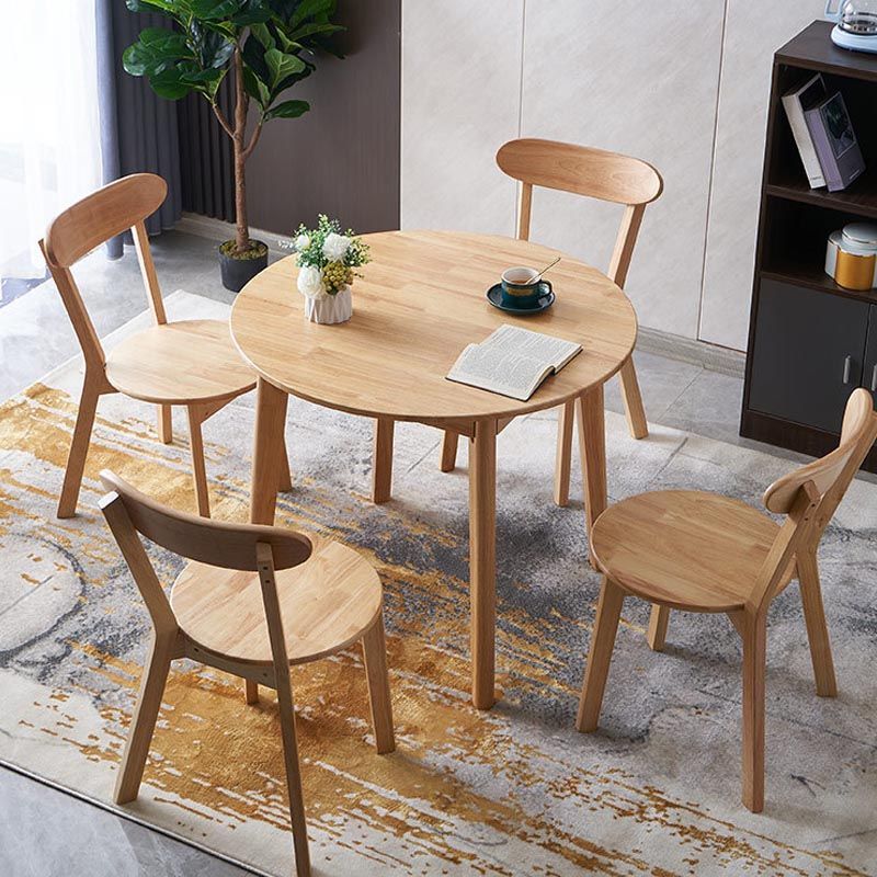 Rubberwood Solid Wood Dining Table Round Dining Table in Walnut and Natural Clearhalo 'Dining Tables & Seating' 'Dining Tables' 'dining_table' 'furn' 'furn_dining_table' 'Furniture' 'Kitchen & Dining Furniture' 1200x1200_30c18451-6b29-4b99-98c0-587b3d6490ef