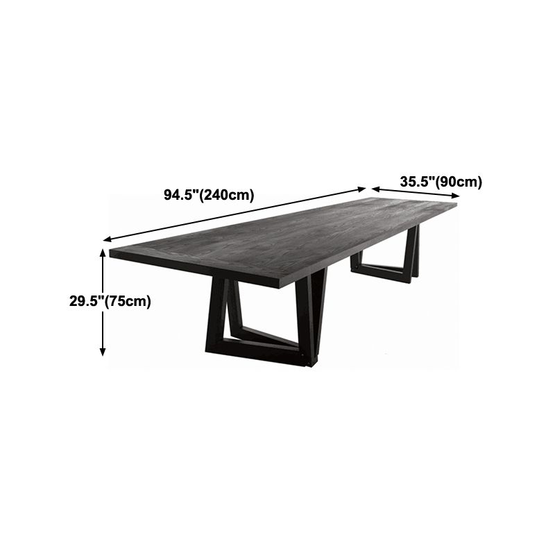 Rectangle Pine Wood Dining Table Industrial Black Table with Double Pedestal Clearhalo ' dining_table' 'Dining Tables & Seating' 'Dining Tables' 'furn' 'furn_dining_table' 'Furniture' 'furniture_dining_table' 'Kitchen & Dining Furniture' 'kitchen&dining_furn' 'kitchen' 'kitchen_dining_table' 1200x1200_30c271d7-2b23-469e-a7fb-03dc7613ae99