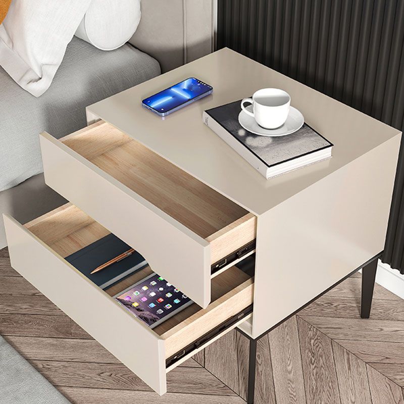 Comodino in legno massiccio mobile contemporaneo con 2 cassetti