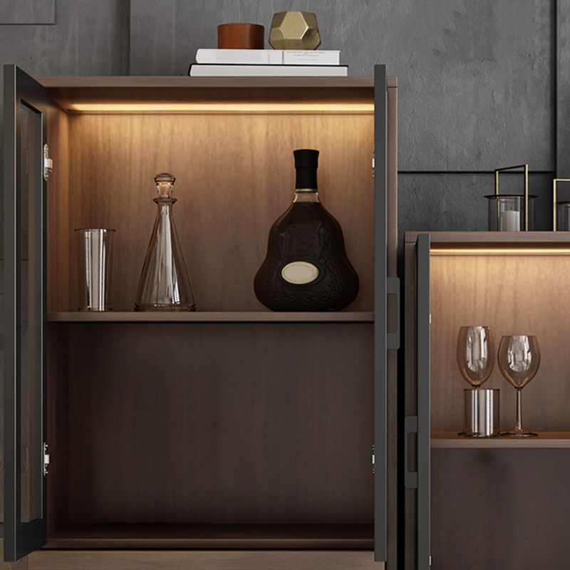 Faux Wood Modern Display Cabinet Glass Doors Storage Cabinet with Drawers for Bedroom Clearhalo 'Display & China Cabinets' 'display_china_cabinets' 'furn' 'furn_display_china_cabinets' 'Furniture' 'Kitchen & Dining Furniture' 1200x1200_30ca636a-063f-472a-ad72-4f40369c36e4