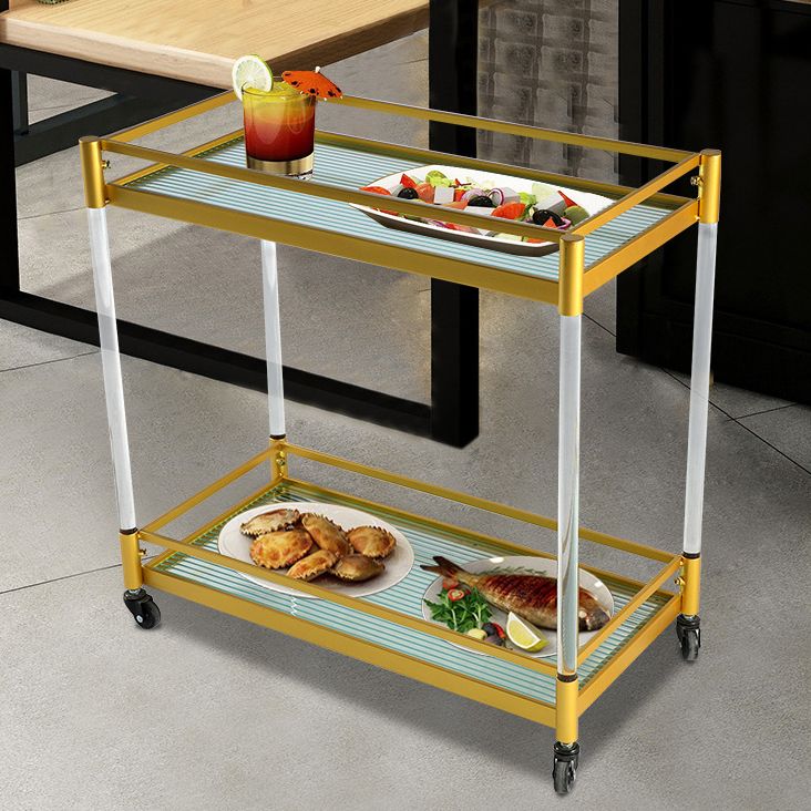 Modern Style Metal Prep Table 29.53"H Rolling Glass Prep Table for Home Use