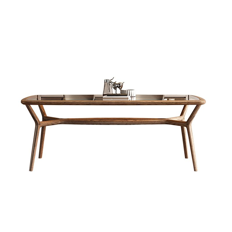 Contemporary Tempered Glass Top Dining Room Set 4 Legs Base for Kitchen