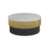 Round Slate Coffee Table Glam Pedestal No Distressing Single Coffee Table