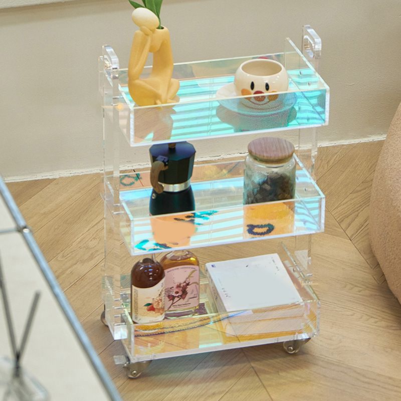 Modern Acrylic Rectangular End Table Double Tier Corner Table with Storage Clearhalo 'Coffee & Accent Tables' 'End & Side Tables' 'end_side_tables' 'furn' 'furn_end_side_tables' 'Furniture' 'Living Room Furniture' 1200x1200_30cb6415-adb5-489a-9dfa-1cfb0eb9ce54