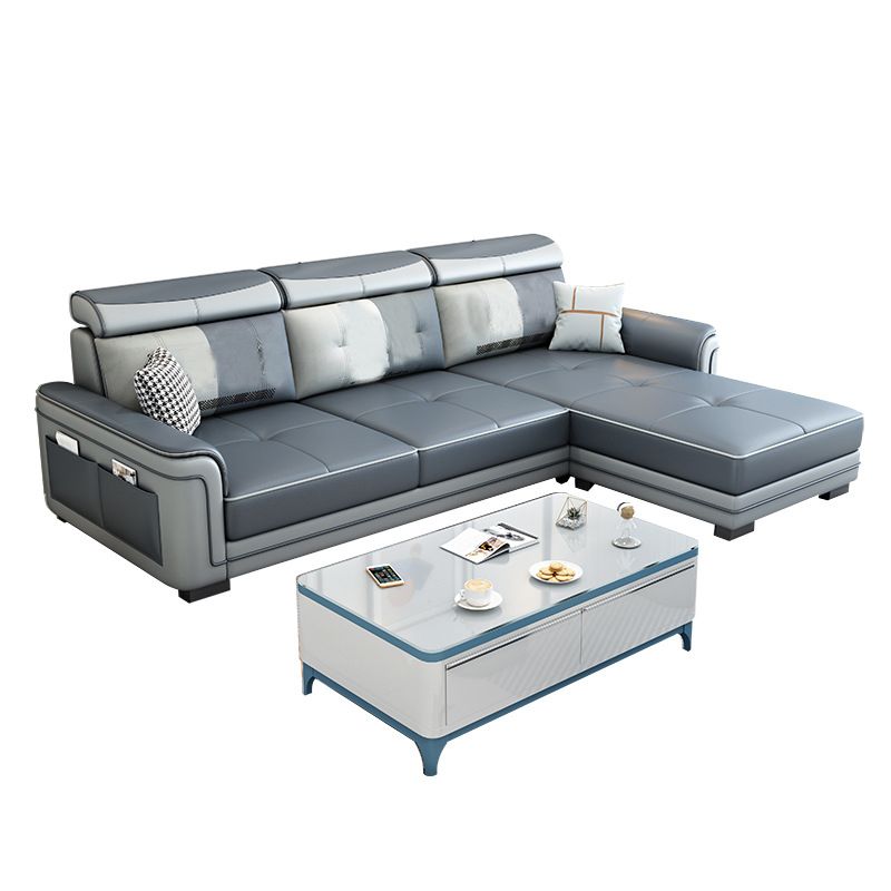 L-Shape Pillowed Top Arm Sectionals 3-seat Storage Sofa with Ottoman for Apartment Clearhalo 'Furniture' 'furniture_sectionals' 'Living Room Furniture' 'Sectionals' 1200x1200_30cc756f-086e-48bb-b625-30c69e160a69
