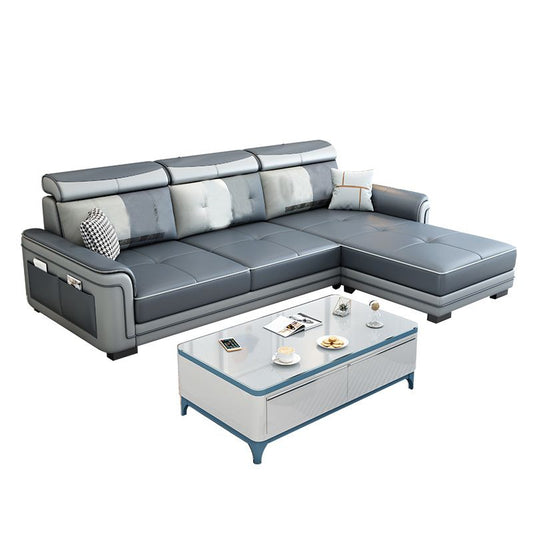 L-Shape Pillowed Top Arm Sectionals 3-seat Storage Sofa with Ottoman for Apartment Clearhalo 'Furniture' 'furniture_sectionals' 'Living Room Furniture' 'Sectionals' 1200x1200_30cc756f-086e-48bb-b625-30c69e160a69