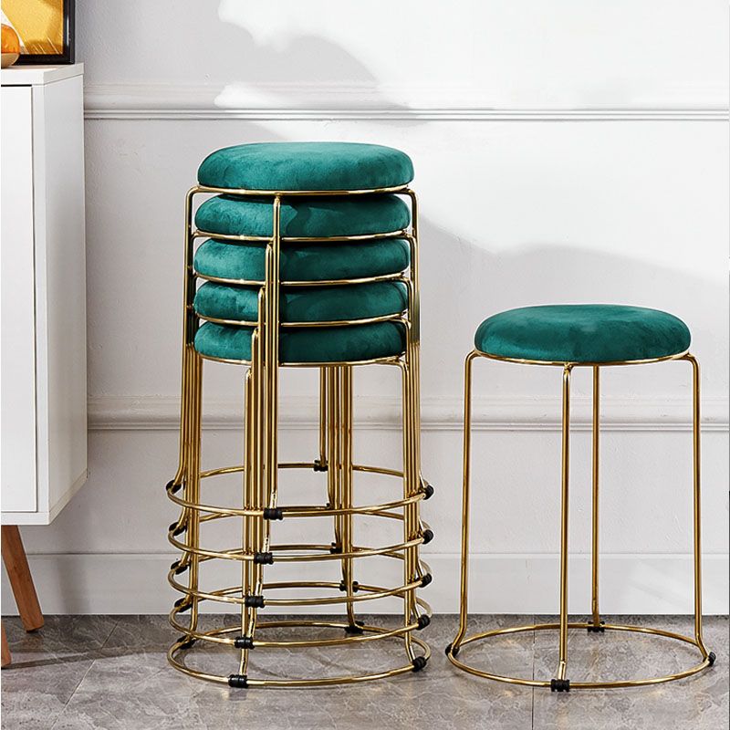 Glamourige Osmanische Samt tränenfeste Metallbeine Feste Farbe rund Ottomane