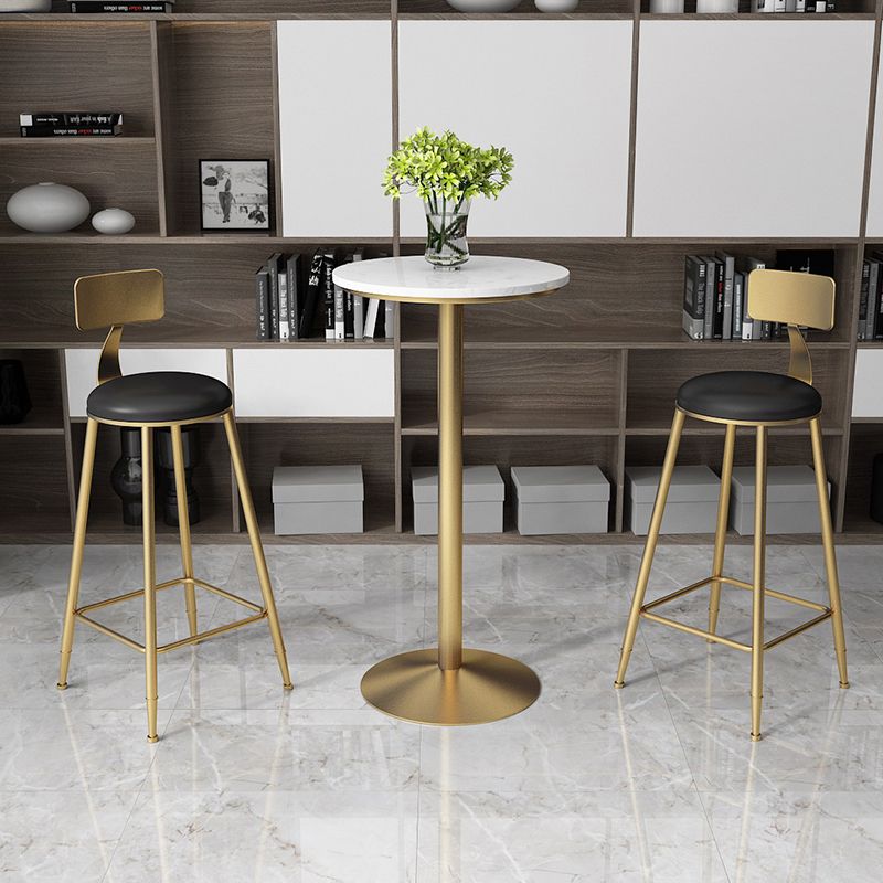 Glam Style Gold Iron Bar Table Marble Top Bistro Table - 21.6"W x 41.3"H Clearhalo 'Bar Furniture' 'Bar Tables' 'bar_tables' 'Furniture' 'furniture_bar_tables' 'Kitchen & Dining Furniture' 'kitchen&dining_furn' 'kitchen' 1200x1200_30cd1962-d3ed-4954-85ba-78d578cff647
