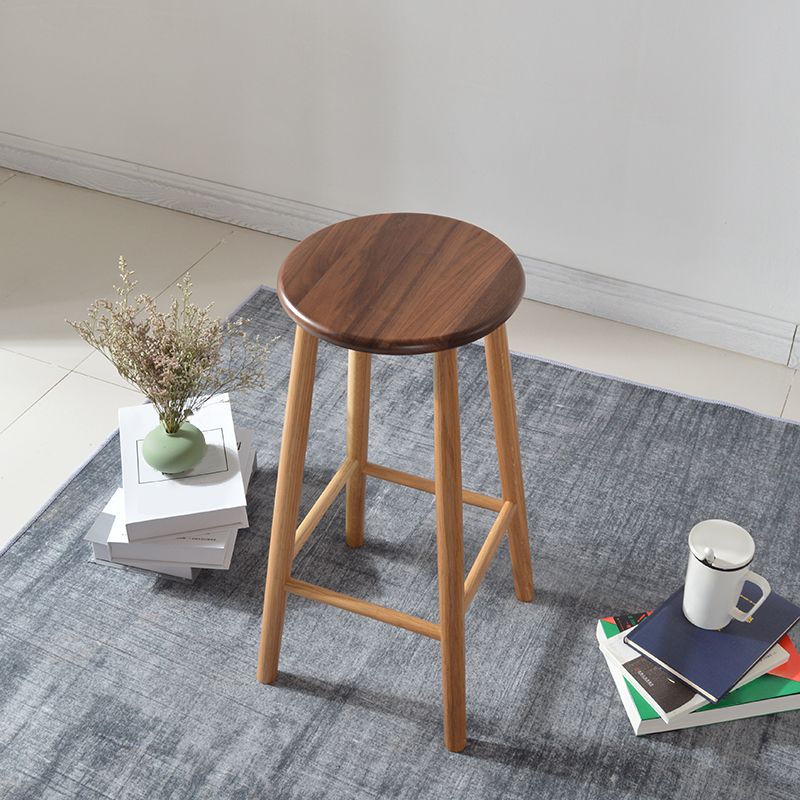 Modern Round Counter Bar Stool Armless Wood Indoor Bar Stool with Footrest Clearhalo 'Bar Furniture' 'Bar Stools' 'bar_stools' 'furn' 'furn_bar_stools' 'furniture_bar_stools' 'Kitchen & Dining Furniture' 'kitchen&dining_furn' 'kitchen' 'kitchen_furn' Furniture' 1200x1200_30ce9441-6872-487b-81a4-9ffe1fec8e5c