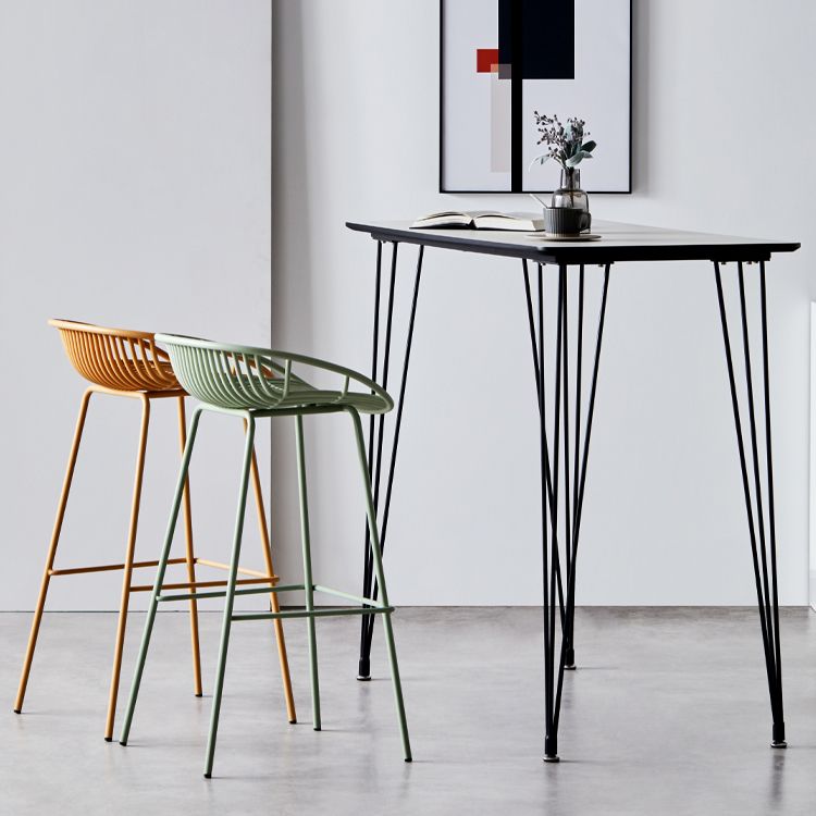 Contemporary Matte Finish Metal Bar Stool Footrest Milk Tea Shop Stool Clearhalo 'Bar Furniture' 'Bar Stools' 'bar_stools' 'furn' 'furn_bar_stools' 'Furniture' 'furniture_bar_stools' 'Kitchen & Dining Furniture' 1200x1200_30cf5f1a-7b11-42b9-80e1-5d83b4bcfbcb