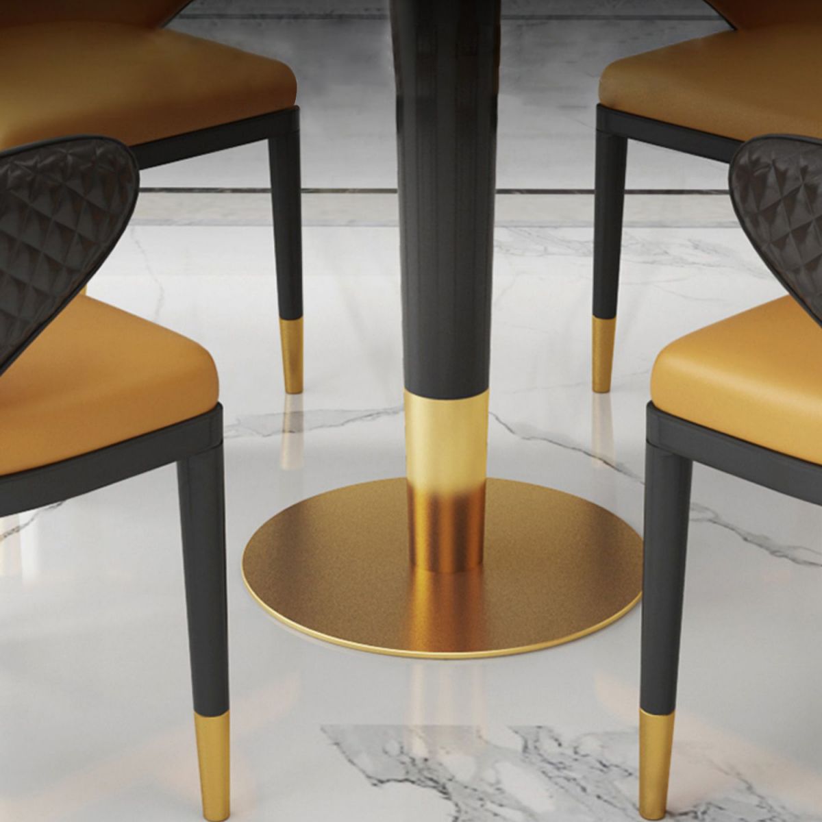 Glam 1/2/3/4/5 Pieces Round Furniture Sintered Stone Standard Height Dining Room Table Set Clearhalo 'Dining Room Sets' 'Dining Tables & Seating' 'dining_room_set' 'furn' 'furn_dining_room_set' 'Furniture' 'furniture_dining_room_set' 'Kitchen & Dining Furniture' 'kitchen&dining_furn' 'kitchen' 1200x1200_30cfd1e5-3d22-4b14-baa0-b1f225440acb