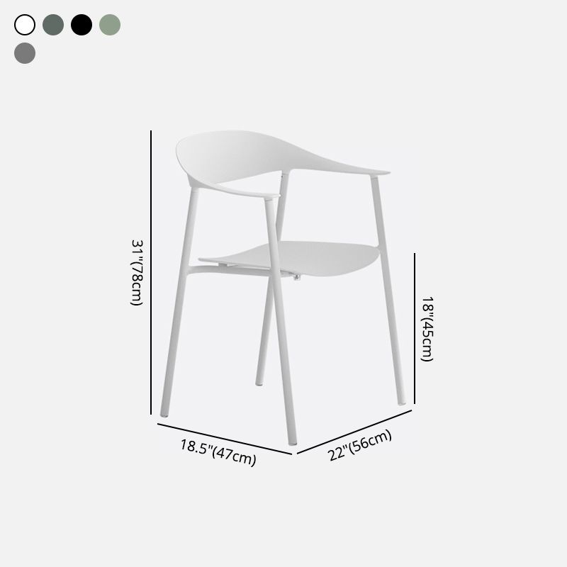 Matte Finish Scandinavian Dining Arm Chair Plastic Open Back Dining Chair Clearhalo ' kitchen&dining_furn' 'Dining Chairs' 'Dining Tables & Seating' 'dining_chair' 'furn' 'furn_dining_chair' 'Furniture' 'furniture_dining_chair' 'Kitchen & Dining Furniture' 'kitchen' 1200x1200_30d01505-3539-4e8d-86f6-e92447f509c2