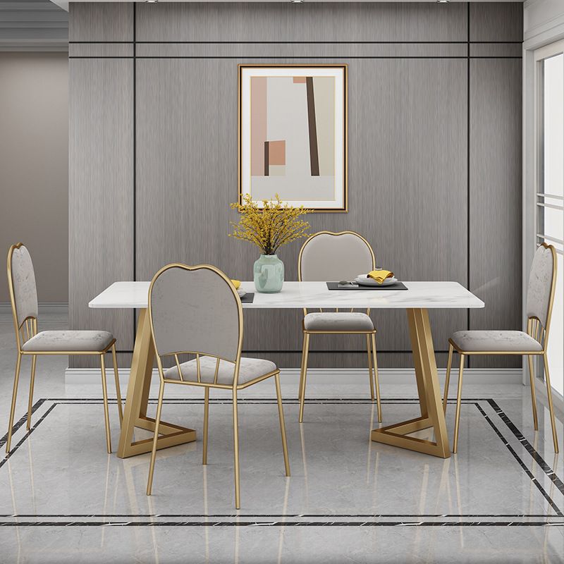 Stone Top Table Modern Rectangle Dining Table with Sled Base Clearhalo 'Dining Tables & Seating' 'Dining Tables' 'dining_table' 'furn' 'furn_dining_table' 'Furniture' 'furniture_dining_table' 'Kitchen & Dining Furniture' 'kitchen' 'kitchen_dining_table' 1200x1200_30d14e24-9c20-491d-9570-ac9c2e01c697