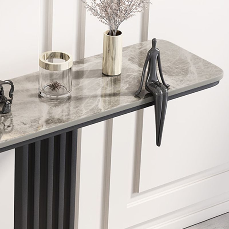 Tavolo console di accento rettangolare contemporaneo con base dorata/nera