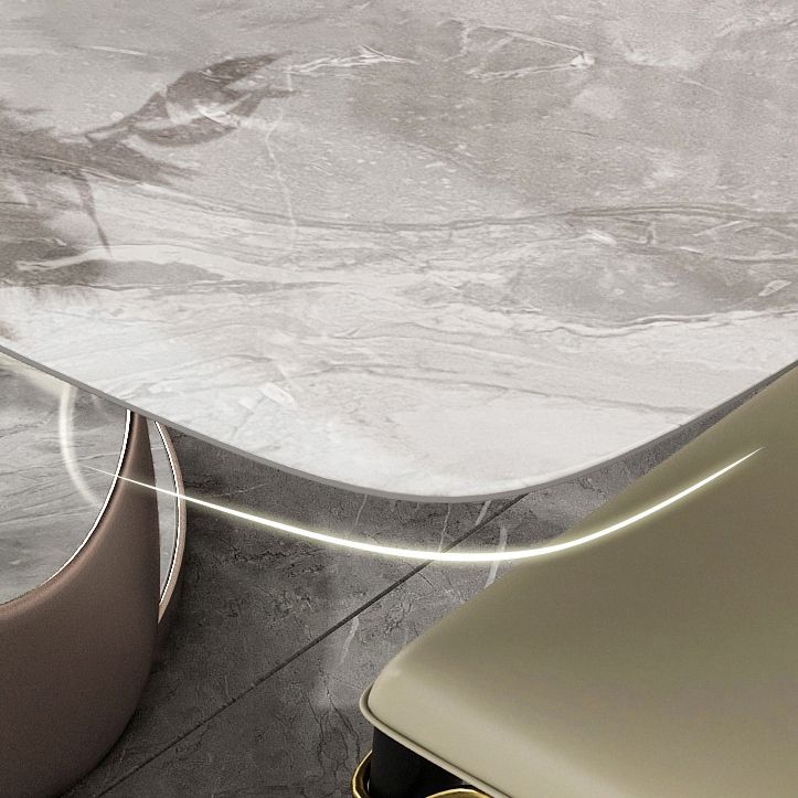 デザイナースタイルの長方形ダイニングセット1/4/5/6ピース焼結ストーントップダイナーテーブルセット