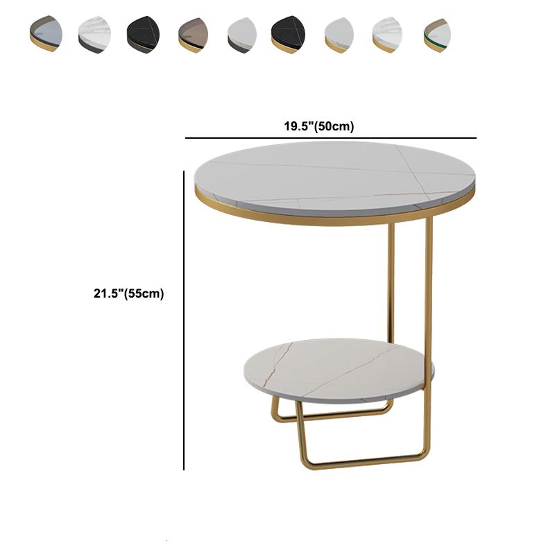 Scaffale per accento il divano in vetro e pietra rotondo e tavolo da tavolo incluso tavolo da estremità - Dia 19.69 "