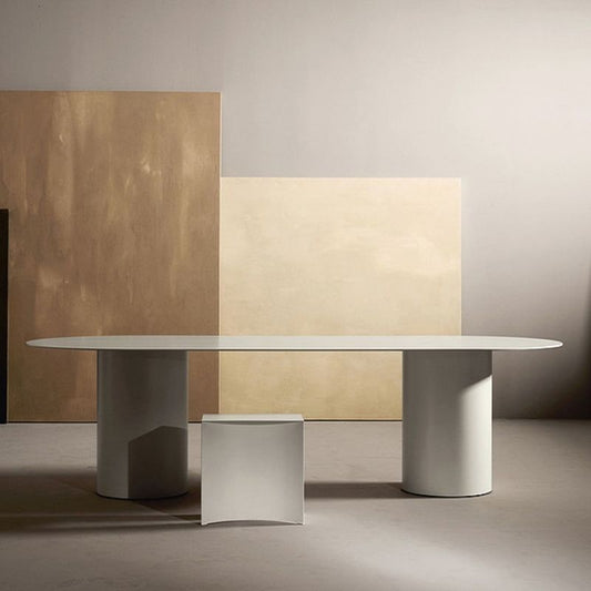 Scrivania dell'ufficio ovale contemporaneo bianco scrivania in legno