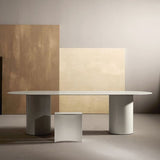 Eigentijdse ovaal kantoor bureau witte den houten schrijfbureau