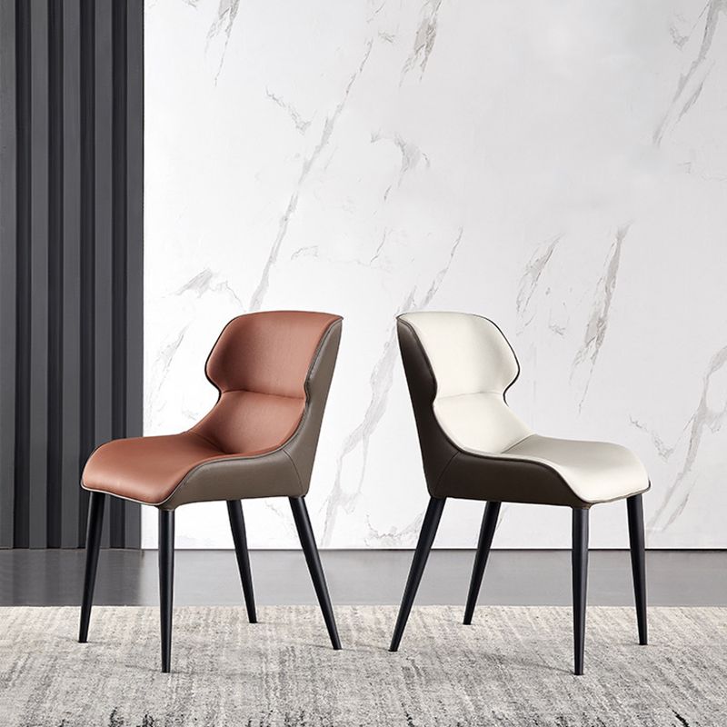 Black Metal Legs Dining Chairs Faux Leather Low Back Side Chair Clearhalo 'Dining Chairs' 'Dining Tables & Seating' 'dining_chair' 'furn' 'furn_dining_chair' 'Furniture' 'Kitchen & Dining Furniture' 1200x1200_30d9a736-8532-412e-925a-f0d67722b8b6