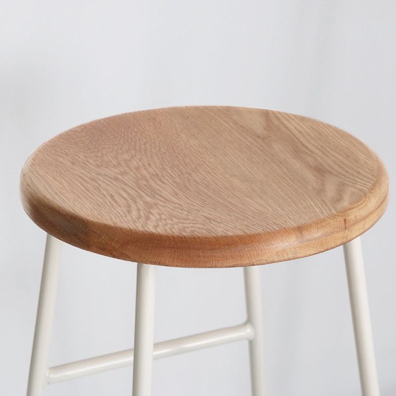 Modern Armless Backless Counter Stool Iron Bar Stool with Seat and Pedal for Cafe