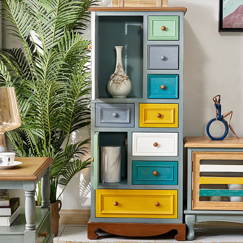 Industrial Wood Accent Chest with Drawers Colorful Accent Cabinet