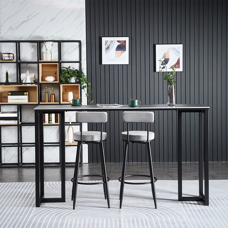 Contemporary Rectangle Bar Dining Table Indoor Bar Table with Black Metal Base Clearhalo 'Bar Furniture' 'Bar Tables' 'bar_tables' 'furn' 'furn_bar_tables' 'Furniture' 'furniture_bar_tables' 'Kitchen & Dining Furniture' 'kitchen&dining_furn' 'kitchen' 1200x1200_30dc9985-31ab-4b61-9b9a-4f92557d5871